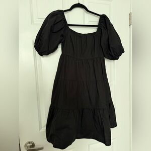 Elegant Black Puff Sleeve Dress